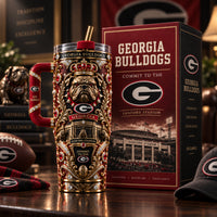 UGA Heirloom Crest - Ornate Red and Gold Tumbler