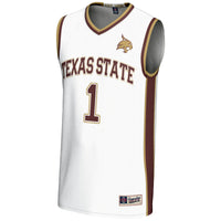 Texas State Bobcats Basketball Jersey, White Sportswear Jersey Shirt, Sleeveless Athletic Tank Jersey, Casual Gift for Men, Style 200951935