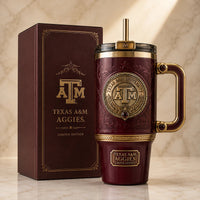 TAMU Crest in Maroon - An Editorial Study in Heritage and Gold