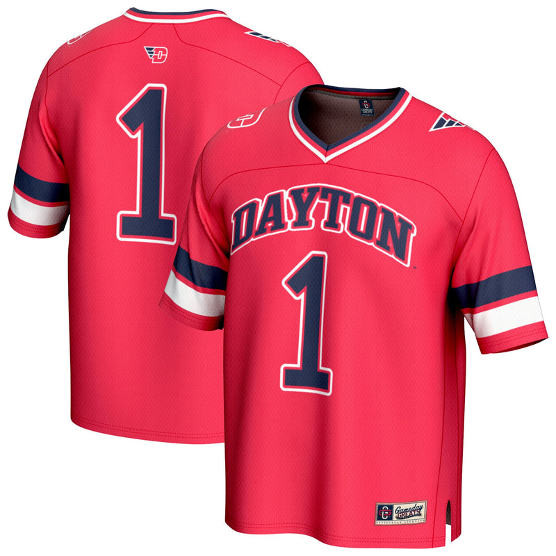 Dayton Flyers Football Jersey, Red Fashion Lightweight Sportswear Jersey Shirt, Lightweight Breathable Athletic Jersey, Casual Gift for Men
