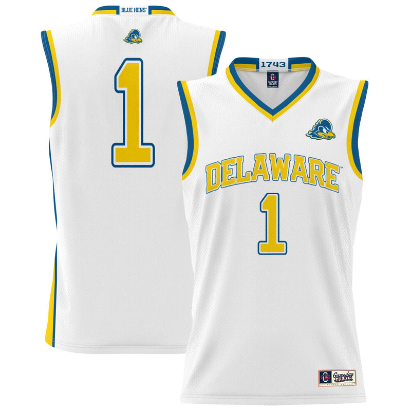Delaware Fightin' Blue Hens Basketball Jersey, White Lightweight Sportswear Jersey Shirt, Sleeveless Athletic Tank Jersey, Casual Gift for Men