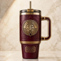 TAMU Crest in Maroon - An Editorial Study in Heritage and Gold