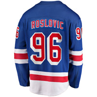 Jack Roslovic New York Rangers Hockey Jersey, Blue Breakaway Sportswear Jersey Shirt, Long Sleeve Hockey Sweater Jersey, Casual Gift for Men
