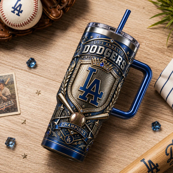 LAD Crest - Royal Blue and Antique Gold Emblem Tumbler - main