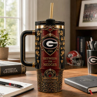 UGA - Between the Hedges, Crimson Panel and Gilded Detail
