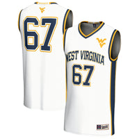 West Virginia Mountaineers Basketball Jersey, White Fashion Sportswear Jersey Shirt, Sleeveless Athletic Tank Jersey, Casual Gift for Men