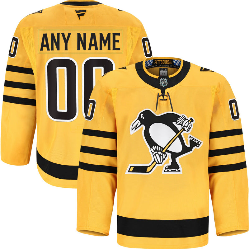 Pittsburgh Penguins Hockey Jersey, Gold Sportswear Jersey Shirt, Long Sleeve Hockey Sweater Jersey, Casual Gift for Men, Style 203134977