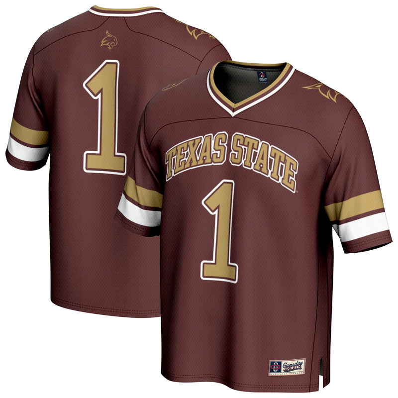 Texas State Bobcats Football Jersey, Maroon Fashion Sportswear Jersey Shirt, Lightweight Breathable Athletic Jersey, Casual Gift for Men