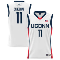 UConn Huskies Basketball Jersey, White Sportswear Jersey Shirt, Sleeveless Athletic Tank Jersey, Casual Gift for Men, Style 200402988