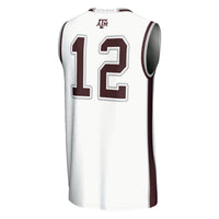 Texas A&M Aggies Basketball Jersey, White Fashion Sportswear Jersey Shirt, Sleeveless Athletic Tank Jersey, Casual Gift for Men, Style 201534652