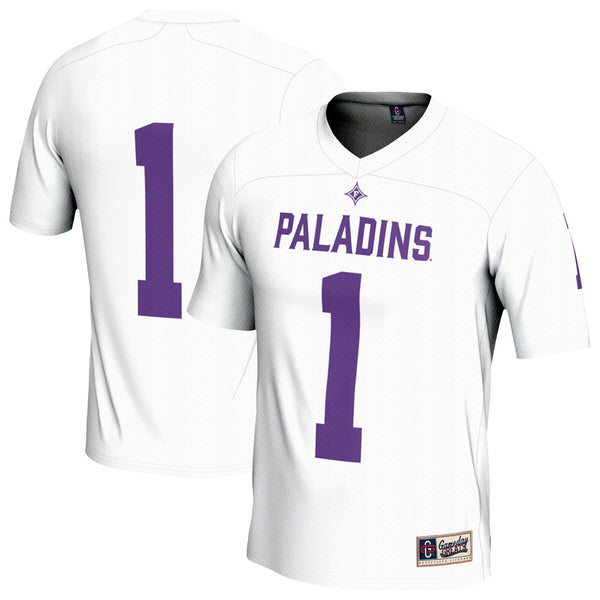 #1 Furman Paladins Lightweight Football Fashion Jersey - White