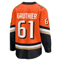 Cutter Gauthier Anaheim Ducks Hockey Jersey, Orange Breakaway Sportswear Jersey Shirt, Long Sleeve Hockey Sweater Jersey, Casual Gift for Men