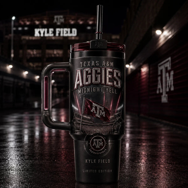 Midnight Yell - TAMU Maroon and Obsidian Tumbler Graphic - main