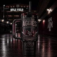 Midnight Yell - TAMU Maroon and Obsidian Tumbler Graphic