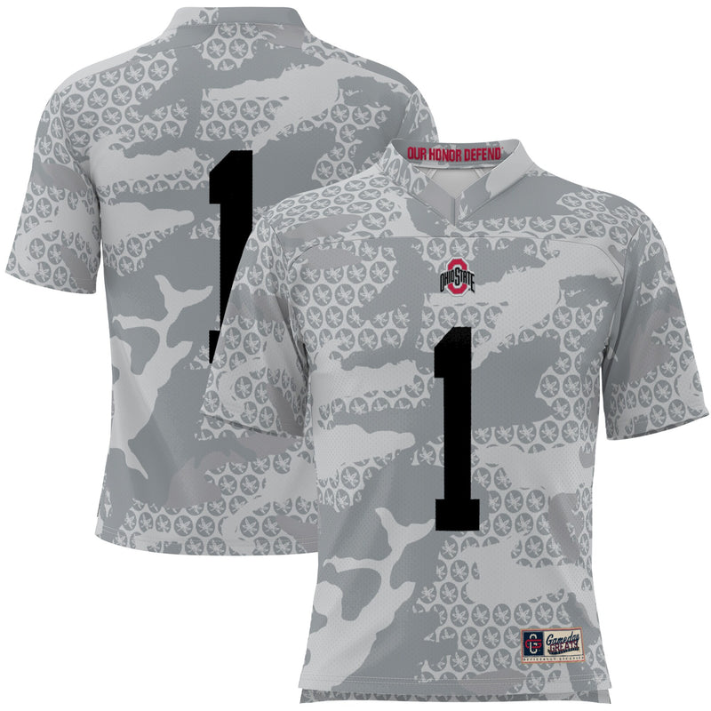 Ohio State Buckeyes Camo Football Jersey, Gray Sportswear Jersey Shirt, Lightweight Breathable Athletic Jersey, Casual Gift for Men