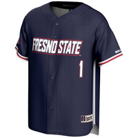 Fresno State Bulldogs Lightweight Baseball Jersey, Navy Sportswear Jersey Shirt, Lightweight Breathable Athletic Jersey, Casual Gift for Men