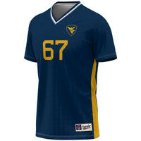 West Virginia Mountaineers Soccer Jersey, Navy Fashion Sportswear Jersey Shirt, Lightweight Breathable Athletic Jersey, Casual Gift for Men