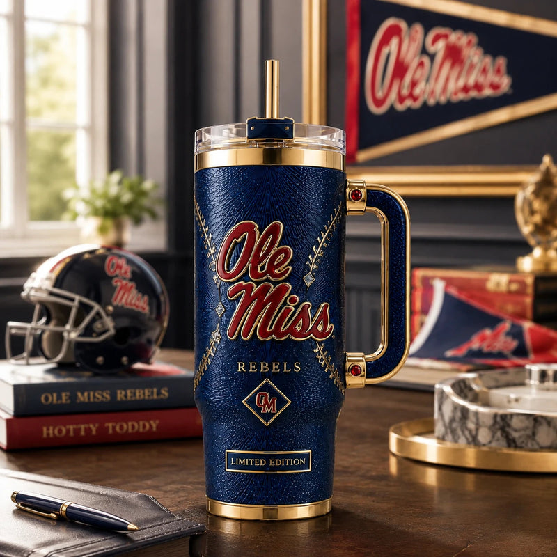 MISS Heritage - Navy Script and Gilded Crimson Tumbler