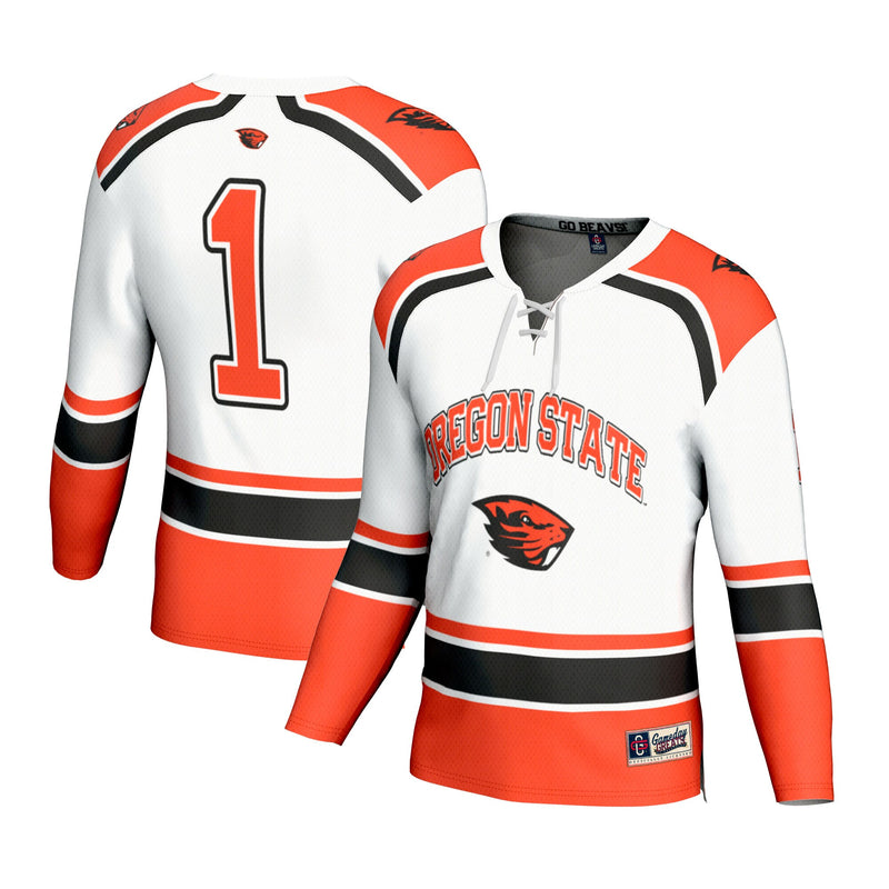 Oregon State Beavers Hockey Jersey, White Fashion Lightweight Sportswear Jersey Shirt, Long Sleeve Hockey Sweater Jersey, Casual Gift for Men