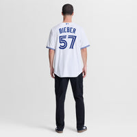 Shane Bieber Toronto Blue Jays Baseball Jersey, White Sportswear Jersey Shirt, Lightweight Breathable Athletic Jersey, Casual Gift for Men