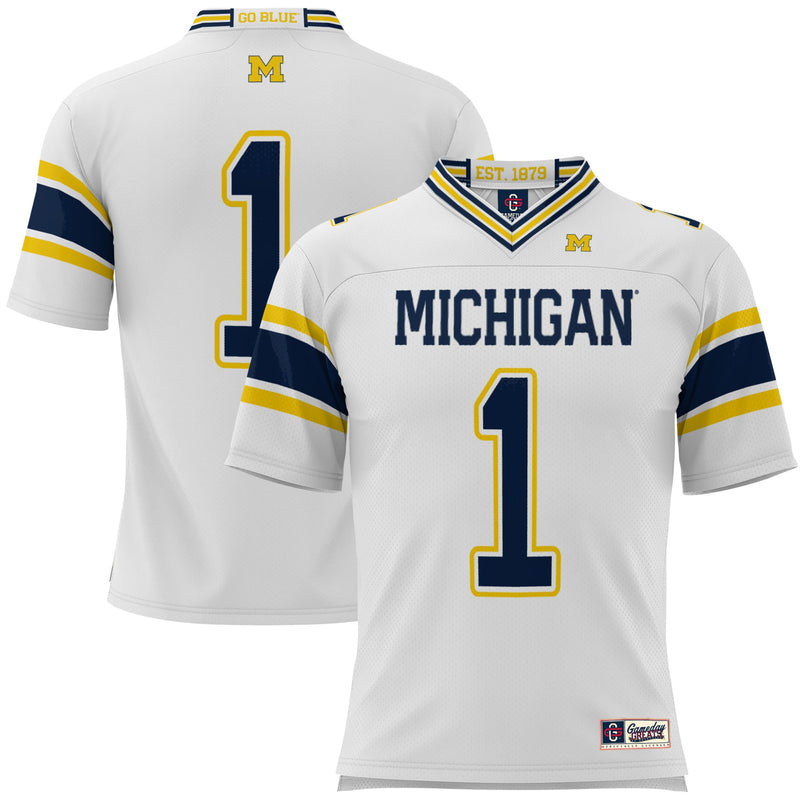 Michigan Wolverines Football Jersey, White Sportswear Jersey Shirt, Lightweight Breathable Athletic Jersey, Casual Gift for Men, Style 200425319