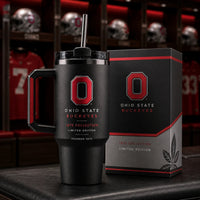 OSU Blackout - Scarlet Block O on a Tonal Tumbler