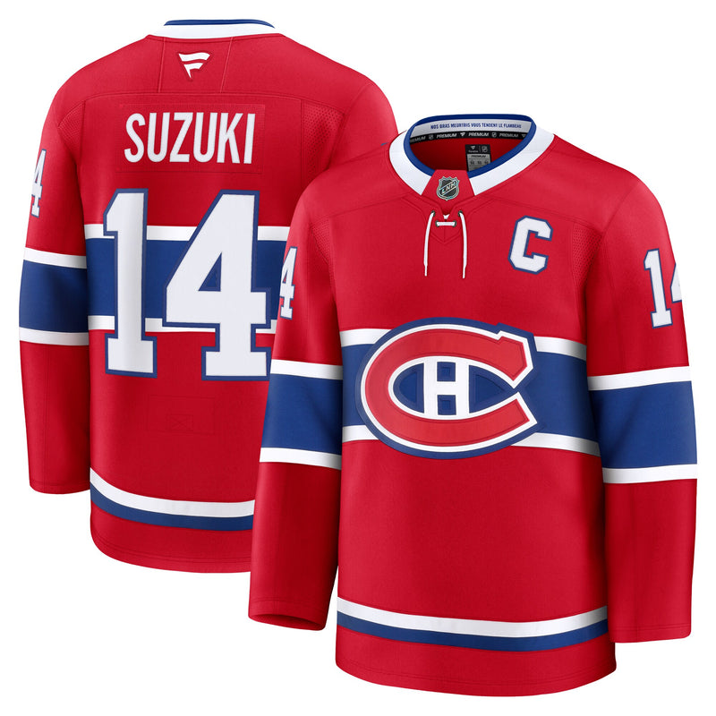 Nick Suzuki Montreal Canadiens Hockey Jersey, Red Premium Home Sportswear Jersey Shirt, Long Sleeve Hockey Sweater Jersey, Casual Gift for Men