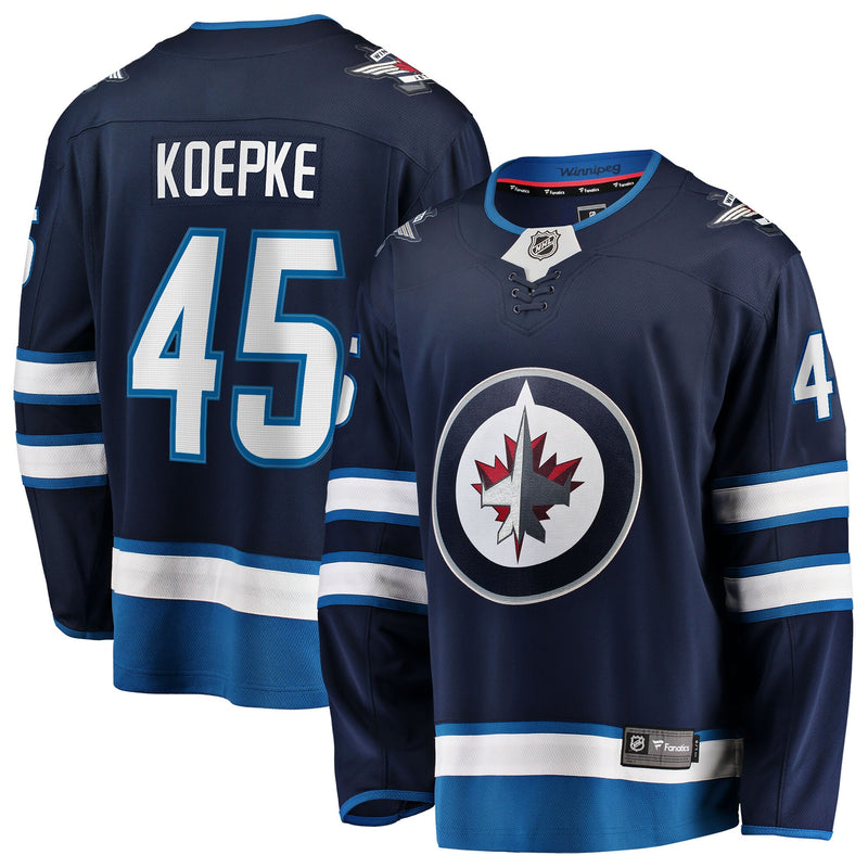 Cole Koepke Winnipeg Jets Hockey Jersey, Navy Breakaway Home Sportswear Jersey Shirt, Long Sleeve Hockey Sweater Jersey, Casual Gift for Men