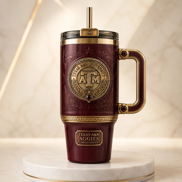 TAMU Crest in Maroon - An Editorial Study in Heritage and Gold - main