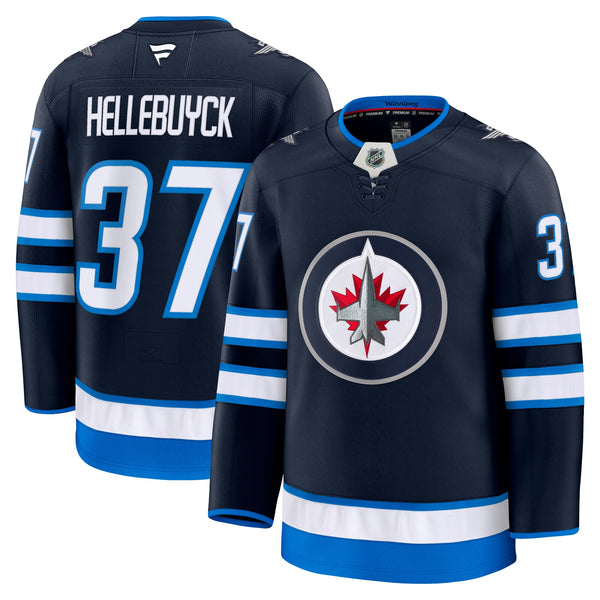 Winnipeg Jets Connor Hellebuyck Navy Home Premium Jersey