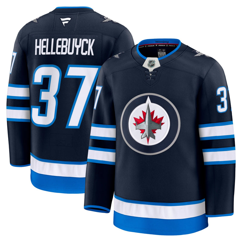 Connor Hellebuyck Winnipeg Jets Hockey Jersey, Navy Premium Home Sportswear Jersey Shirt, Long Sleeve Hockey Sweater Jersey, Casual Gift for Men