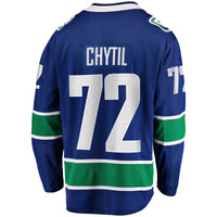 Filip Chytil Vancouver Canucks Hockey Jersey, Blue Breakaway Sportswear Jersey Shirt, Long Sleeve Hockey Sweater Jersey, Casual Gift for Men