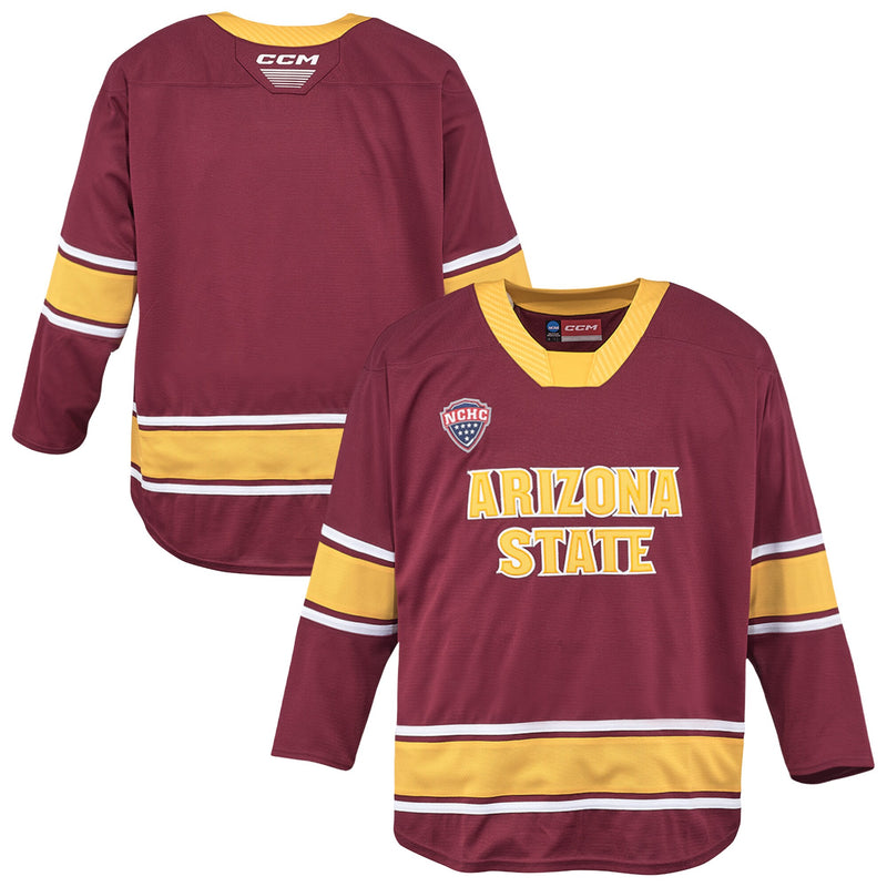 Arizona State Sun Devils Hockey Jersey, Maroon Replica Sportswear Jersey Shirt, Long Sleeve Hockey Sweater Jersey, Casual Gift for Men