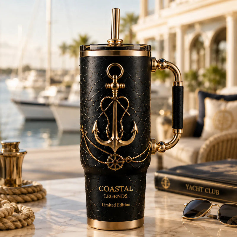 Coastal Legends - Anchor Motif in Black and Gold