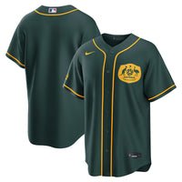 Australia National Team x MLB Green Stadium Replica Baseball Jersey, Sportswear Jersey Shirt, Lightweight Athletic Jersey, Casual Gift for Men