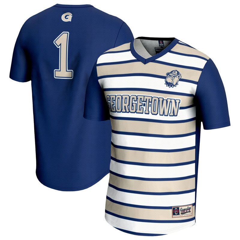 Georgetown Hoyas Soccer Jersey, Navy Fashion Lightweight Sportswear Jersey Shirt, Lightweight Breathable Athletic Jersey, Casual Gift for Men