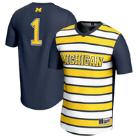 Michigan Wolverines Soccer Jersey, Navy Fashion Lightweight Sportswear Jersey Shirt, Lightweight Breathable Athletic Jersey, Casual Gift for Men