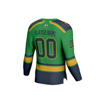 Notre Dame Fighting Irish Hockey Jersey, Green Fashion Sportswear Jersey Shirt, Long Sleeve Hockey Sweater Jersey, Casual Gift for Men