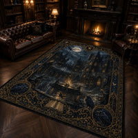 Moonlit Cathedral - Raven and Gilded Border Rug