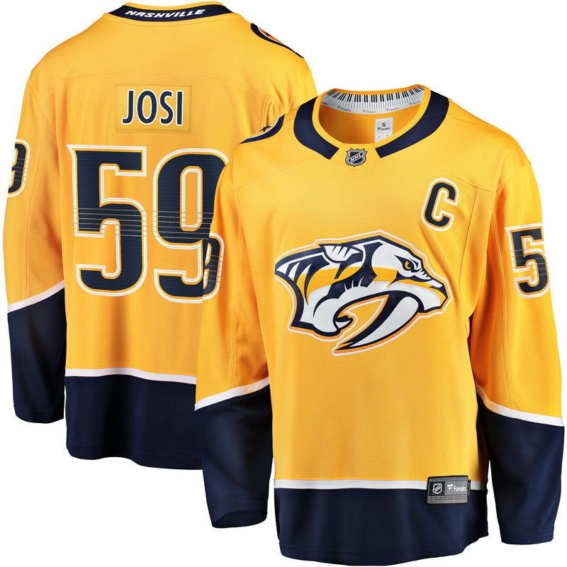 Roman Josi Nashville Predators Hockey Jersey, Gold Breakaway Sportswear Jersey Shirt, Long Sleeve Hockey Sweater Jersey, Casual Gift for Men
