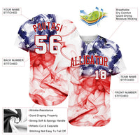 Custom Baseball Jersey, White Red Sportswear Jersey Shirt, Athletic Button Down Moisture Wicking Jersey, Casual Gift for Men
