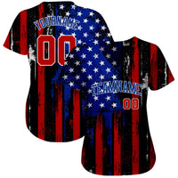Distressed Baseball Jersey, Black Red Royal Sportswear Jersey Shirt, Athletic Button Down Moisture Wicking Jersey, Casual Gift for Men