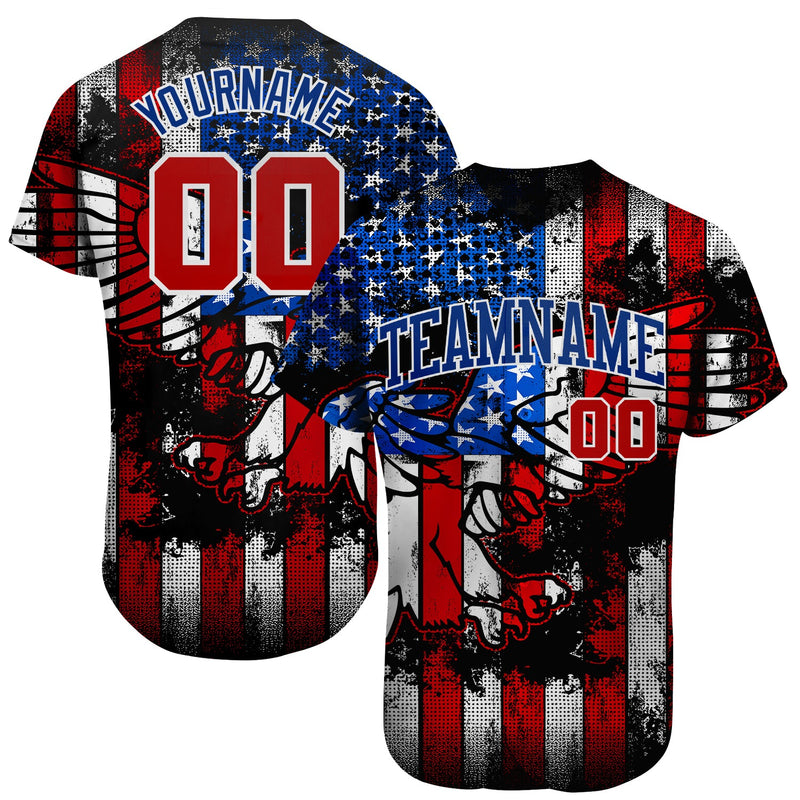 Custom Baseball Jersey, Black Red Royal Sportswear Jersey Shirt, Athletic Button Down Moisture Wicking Jersey, Casual Gift for Men