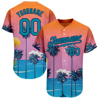 Custom Baseball Jersey, Orange Teal Navy Sportswear Jersey Shirt, Athletic Button Down Moisture Wicking Jersey, Casual Gift for Men