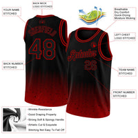 Custom Basketball Jersey, Black Red Fashion Sportswear Jersey Shirt, Athletic Mesh Moisture Wicking Jersey, Casual Gift for Men