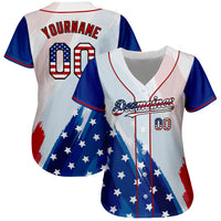 Custom Baseball Jersey, White Royal Red Fashion Sportswear Jersey Shirt, Athletic Button Down Moisture Wicking Jersey, Casual Gift for Men