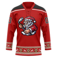 Custom Hockey Jersey, Red Black White Sportswear Jersey Shirt, Athletic Long Sleeve V Neck Jersey, Casual Gift for Men, Style 3DPattern1827