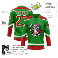Custom Hockey Jersey, Green Red White Sportswear Jersey Shirt, Athletic Long Sleeve V Neck Jersey, Casual Gift for Men, Style 3DPattern1829