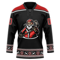 Custom Hockey Jersey, Black Red White Sportswear Jersey Shirt, Athletic Long Sleeve V Neck Jersey, Casual Gift for Men, Style 3DPattern1832