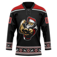 Custom Hockey Jersey, Black Red White Sportswear Jersey Shirt, Athletic Long Sleeve V Neck Jersey, Casual Gift for Men, Style 3DPattern1872